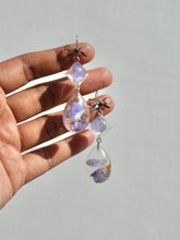 Load image into Gallery viewer, Larkspur Petal Double Gem Bow Hook Earrings
