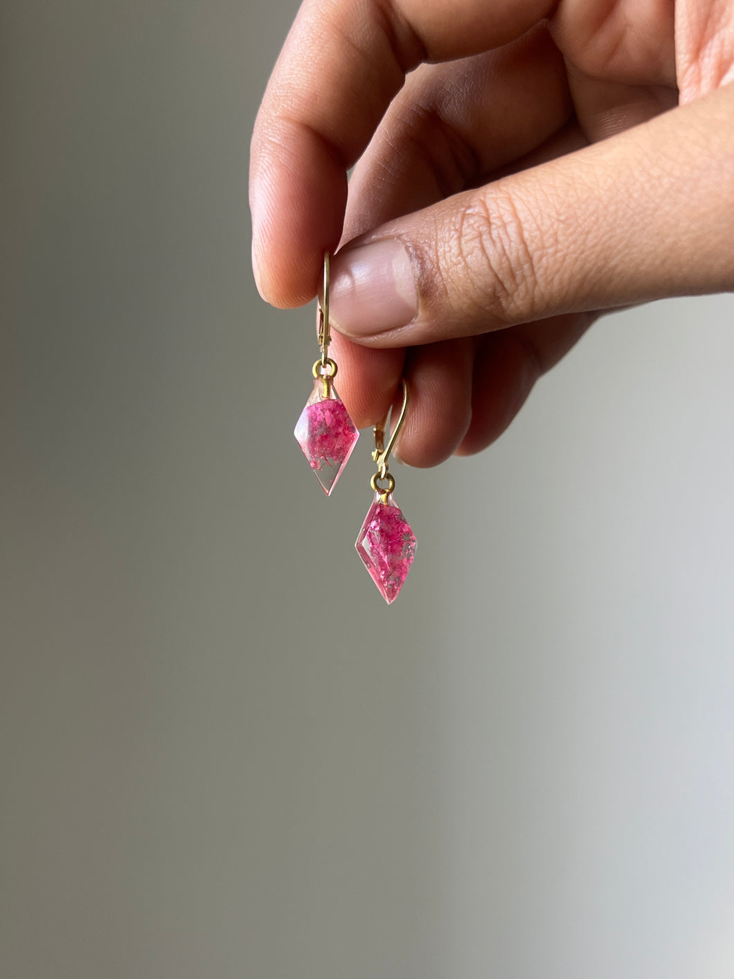 Bougainvillea Petal Huggie Hoop Earrings -2