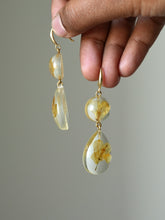 Load image into Gallery viewer, Sarso / Mustard Flower Double Gem Hook Earrings
