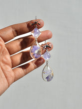 Load image into Gallery viewer, Larkspur Petal Double Gem Bow Hook Earrings
