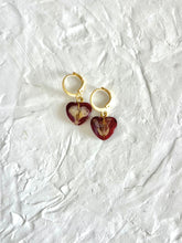 Load image into Gallery viewer, Sarso / Mustard Flower Huggie Earrings (Red) -1

