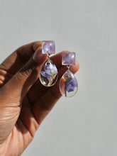 Load image into Gallery viewer, Larkspur Petal Double Gem Stud Dangler Earrings (925 Silver)

