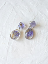 Load image into Gallery viewer, Larkspur Petal Double Gem Stud Dangler Earrings (925 Silver)
