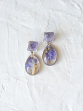 Load image into Gallery viewer, Larkspur Petal Double Gem Stud Dangler Earrings (925 Silver)
