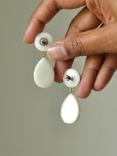 Load image into Gallery viewer, Verbena Flower Double Gem Drop Earrings
