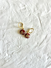 Load image into Gallery viewer, Sarso / Mustard Flower Huggie Earrings (Red) -2
