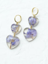 Load image into Gallery viewer, Larkspur Petal Double Gem Hoop Earrings -4

