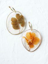 Load image into Gallery viewer, Nasturtium Flower + Moringa Leaves Hand-Sculpted Hoop Earrings
