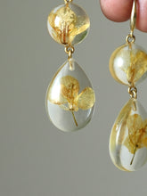 Load image into Gallery viewer, Sarso / Mustard Flower Double Gem Hook Earrings
