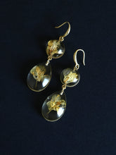 Load image into Gallery viewer, Sarso / Mustard Flower Double Gem Hook Earrings
