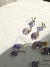 Load image into Gallery viewer, Larkspur Petal Double Gem Bow Hook Earrings

