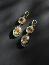 Load image into Gallery viewer, Himalayan Daisy Flower Double Gem Hook Earrings
