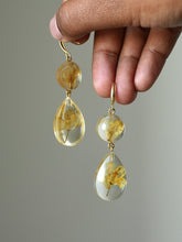 Load image into Gallery viewer, Sarso / Mustard Flower Double Gem Hook Earrings
