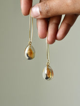 Load image into Gallery viewer, Blue Pea Petal Long Hook Earrings
