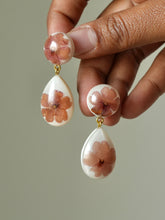 Load image into Gallery viewer, Verbena Flower Double Gem Drop Earrings
