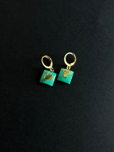 Load image into Gallery viewer, Sarso / Mustard Flower Huggie Earrings (Teal) -2

