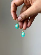 Load image into Gallery viewer, Sarso / Mustard Flower Huggie Earrings (Teal) -3
