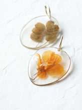 Load image into Gallery viewer, Nasturtium Flower + Moringa Leaves Hand-Sculpted Hoop Earrings
