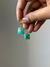 Load image into Gallery viewer, Sarso / Mustard Flower Huggie Earrings (Teal) -2
