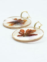 Load image into Gallery viewer, Orange Cosmos Flower Hand-Sculpted Hoop Earrings
