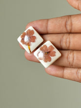 Load image into Gallery viewer, Verbena Flower Double Gem Stud Earrings (925 Silver)
