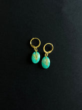 Load image into Gallery viewer, Sarso / Mustard Flower Huggie Earrings (Teal) -3
