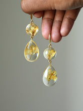 Load image into Gallery viewer, Sarso / Mustard Flower Double Gem Hook Earrings
