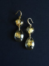 Load image into Gallery viewer, Sarso / Mustard Flower Double Gem Hook Earrings

