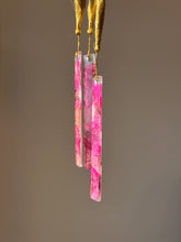 Load image into Gallery viewer, Unique resin bookmark with preserved pink Bougainvillea flowers and gold tassel, a handmade gift for bookworms
