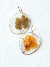 Load image into Gallery viewer, Nasturtium Flower + Moringa Leaves Hand-Sculpted Hoop Earrings
