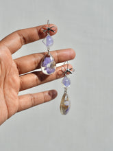Load image into Gallery viewer, Larkspur Petal Double Gem Bow Hook Earrings
