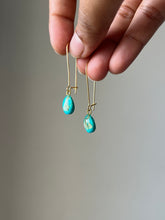 Load image into Gallery viewer, Sarso / Mustard Flower Kidney Hoop Earrings (Turquoise) -2
