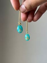 Load image into Gallery viewer, Sarso / Mustard Flower Kidney Hoop Earrings (Turquoise) -1
