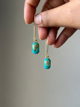 Load image into Gallery viewer, Sarso / Mustard Flower Kidney Hoop Earrings (Turquoise) -3
