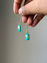 Load image into Gallery viewer, Sarso / Mustard Flower Kidney Hoop Earrings (Turquoise) -3
