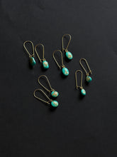 Load image into Gallery viewer, Sarso / Mustard Flower Kidney Hoop Earrings (Turquoise) -3
