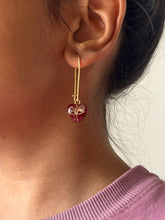 Load image into Gallery viewer, Sarso / Mustard Flower Kidney Hoop Earrings (Red) -1
