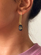 Load image into Gallery viewer, Sarso / Mustard Flower Kidney Hoop Earrings (Midnight) -1
