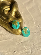 Load image into Gallery viewer, Sarso / Mustard Flower Stud Earrings (Turquoise) -4
