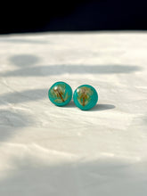 Load image into Gallery viewer, Sarso / Mustard Flower Stud Earrings (Turquoise) -1
