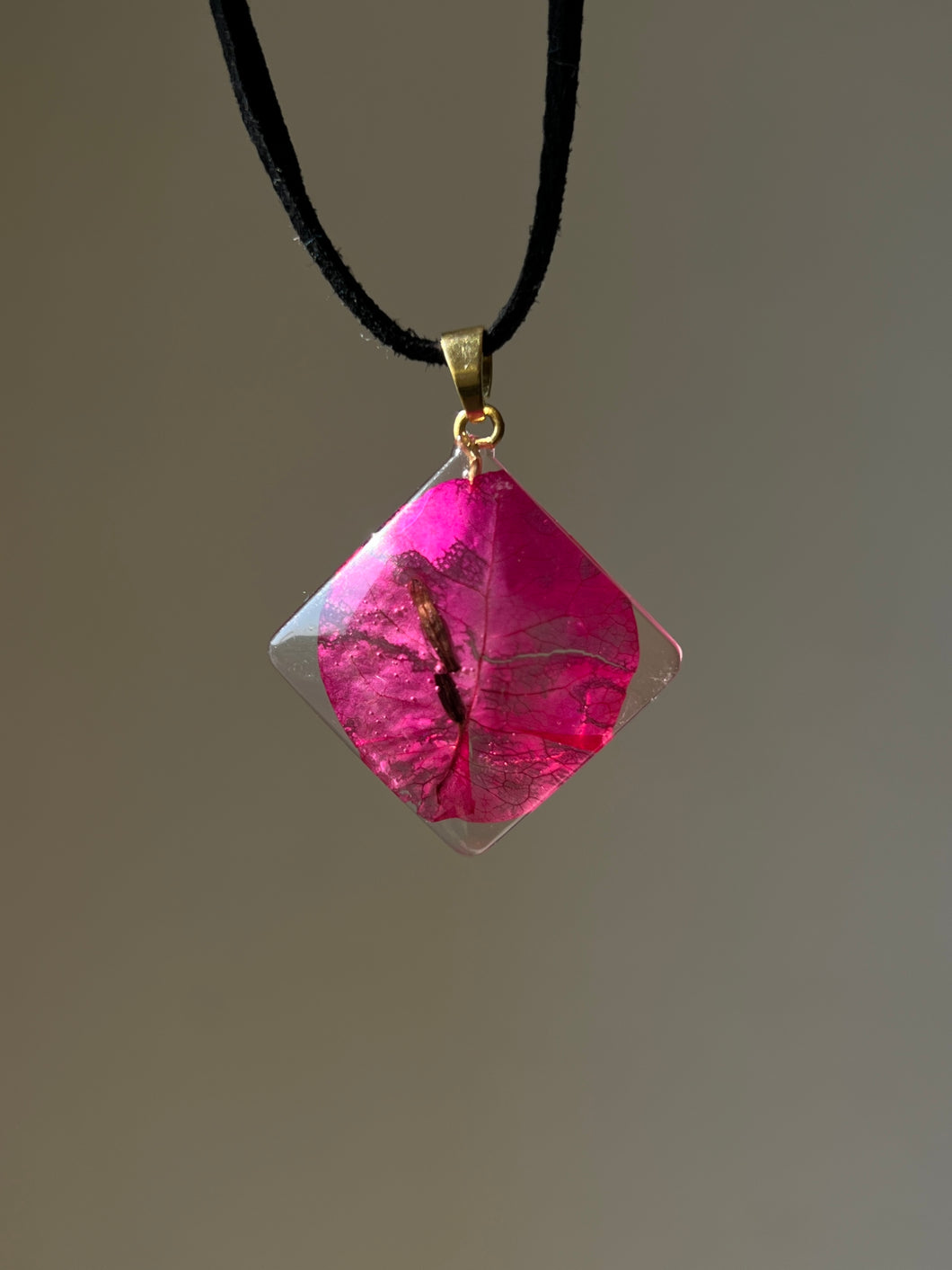 Bougainvillea Flower Suede Cord Pendant